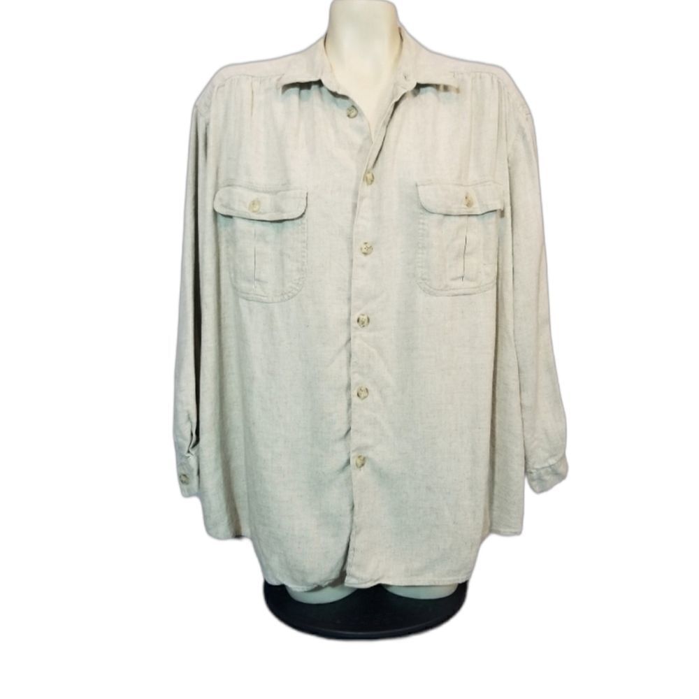 VTG Saks Fifth Avenue Tan Button Down‎